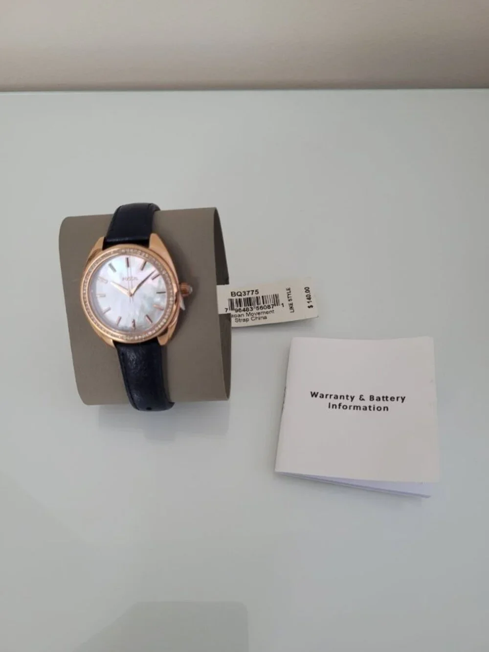 Fossil Vale Solar BQ3775 Women's Watch – Blue Leather Strap – 34mm